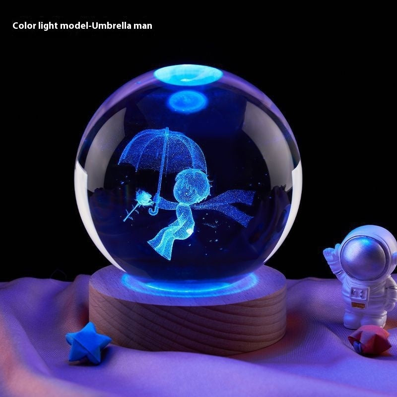 Petite lampe de nuit boule de cristal