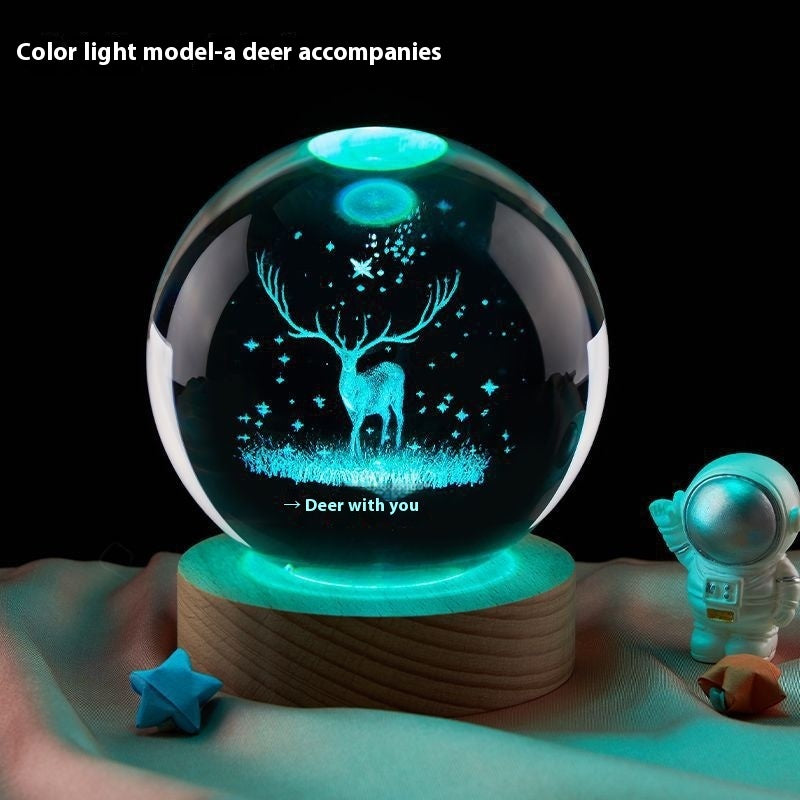 Petite lampe de nuit boule de cristal