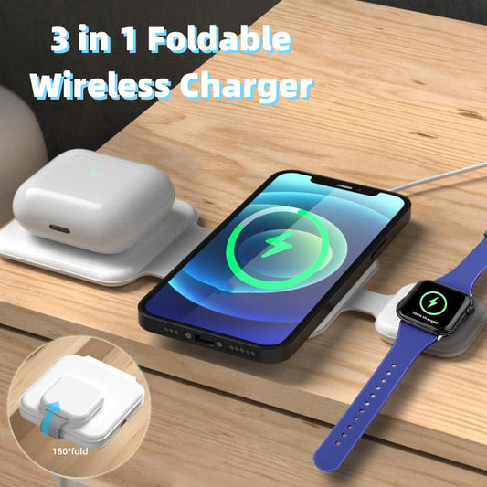 3 In 1 Magnetic Foldable Wireless Charger Charging Station Multi-device