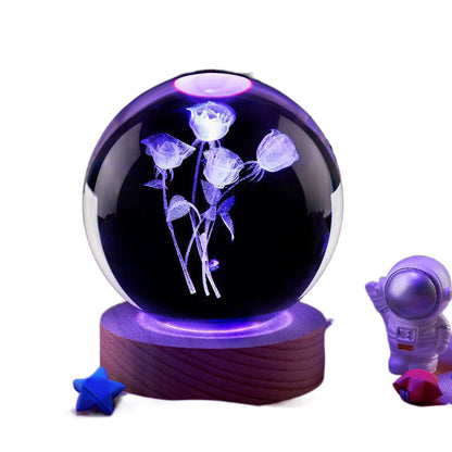 Petite lampe de nuit boule de cristal